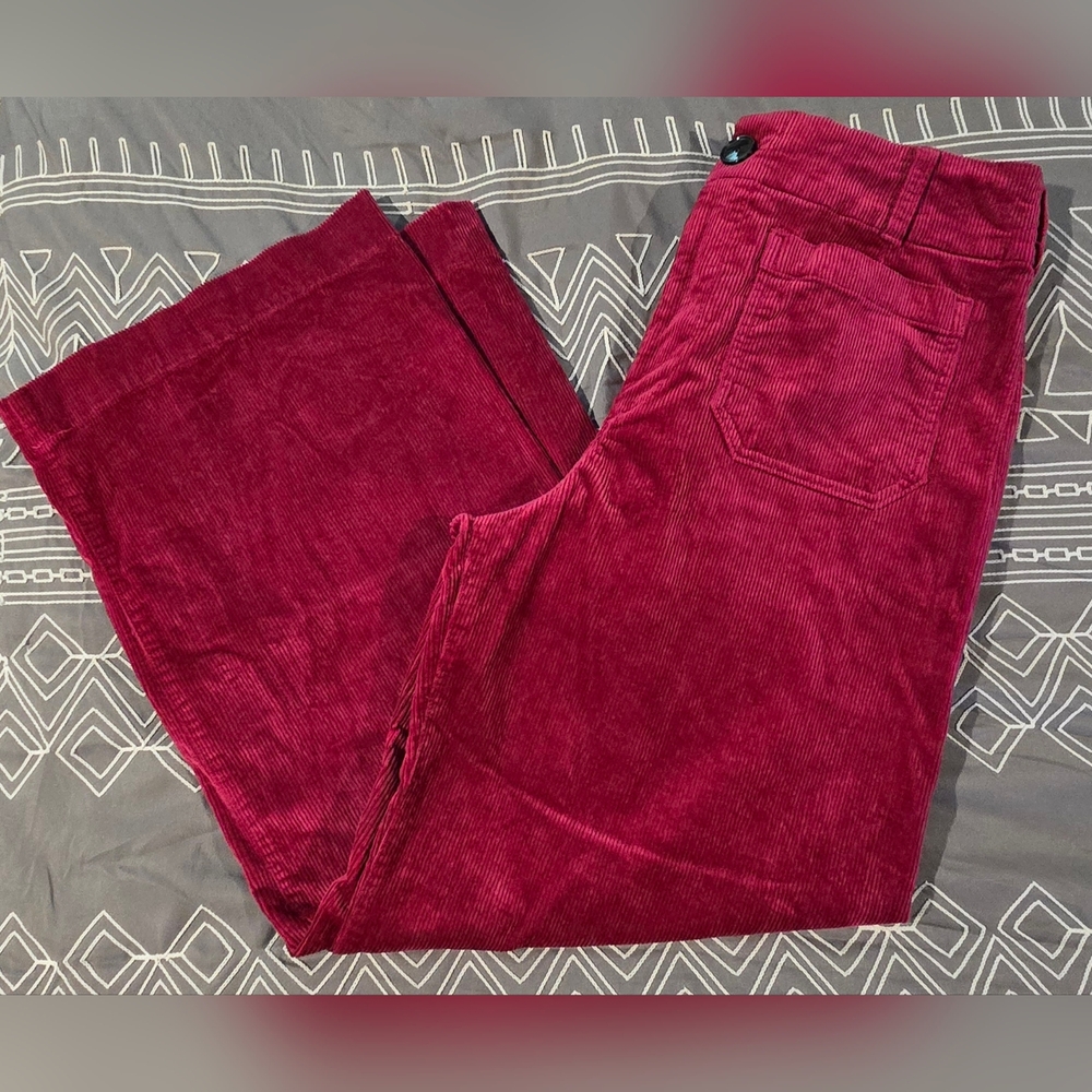 Maeve Wide Leg High Rise Cropped Corduroy Pants Size 29